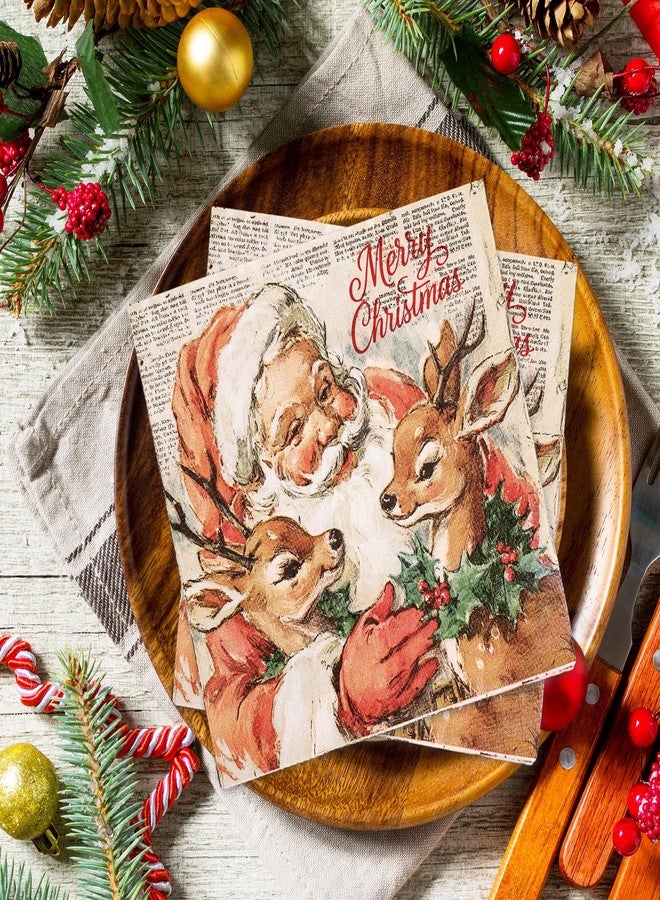 وولاين مجموعة مناديل ورقية عتيقة من والين، 80 قطعة، بتصميمات سانتا ورنة، مثالية للغداء، ولحفلات الشتاء، وللحلوى والعشاء، ولتزيين الطاولات في حفلات الأعياد. - Image 4